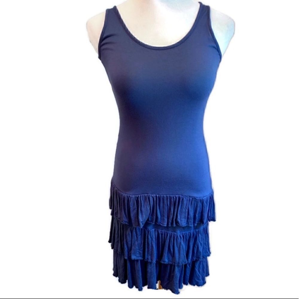 Beach Time Blue Ruffled Bathing Suit Coverup Sz M